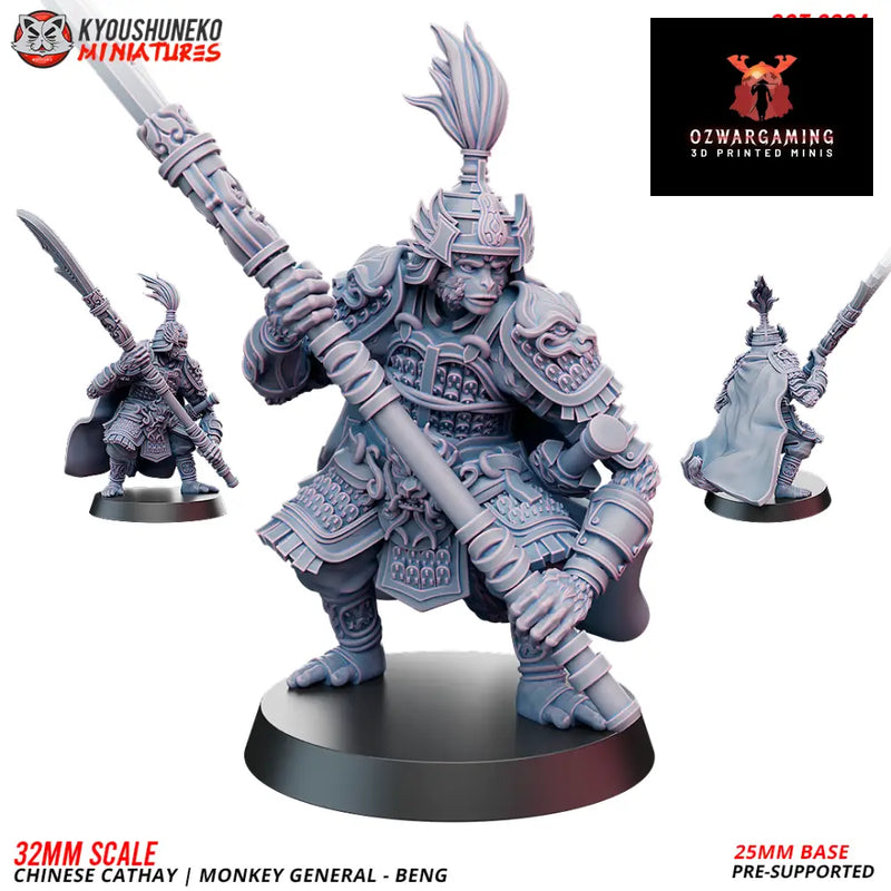 Cathay Monkey General - Beng | Kyoushuneko 28/32mm Fantasy Wargaming Miniatures Role Playing Miniatures