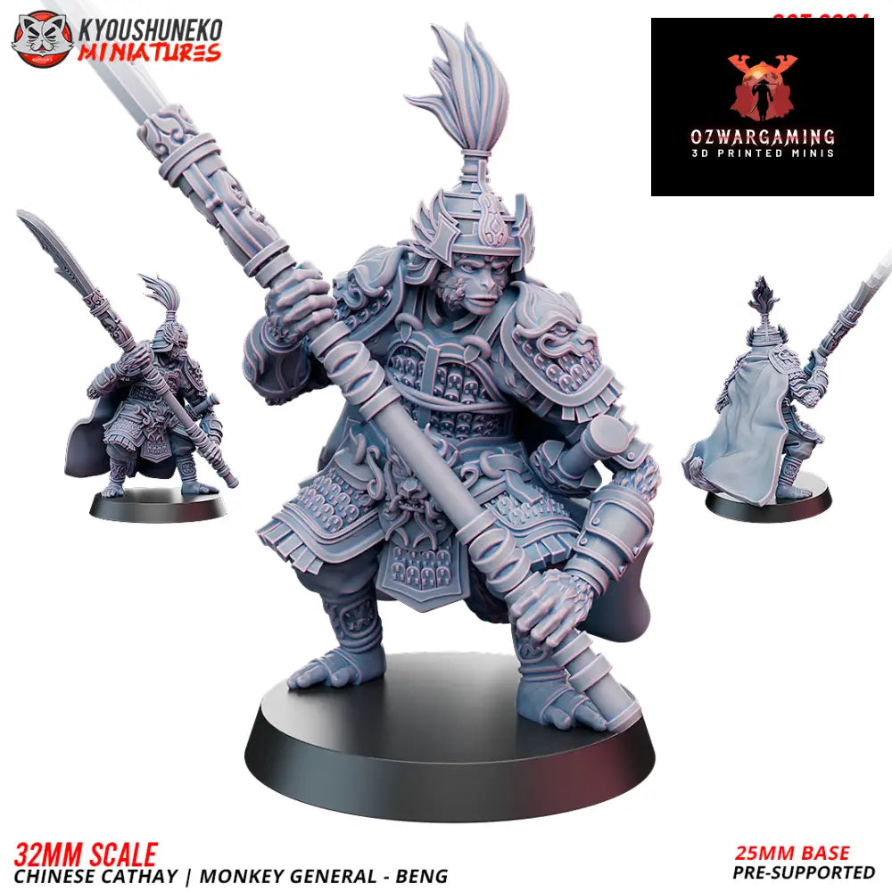 Cathay Monkey General - Beng | Kyoushuneko 28/32mm Fantasy Wargaming Miniatures Role Playing Miniatures