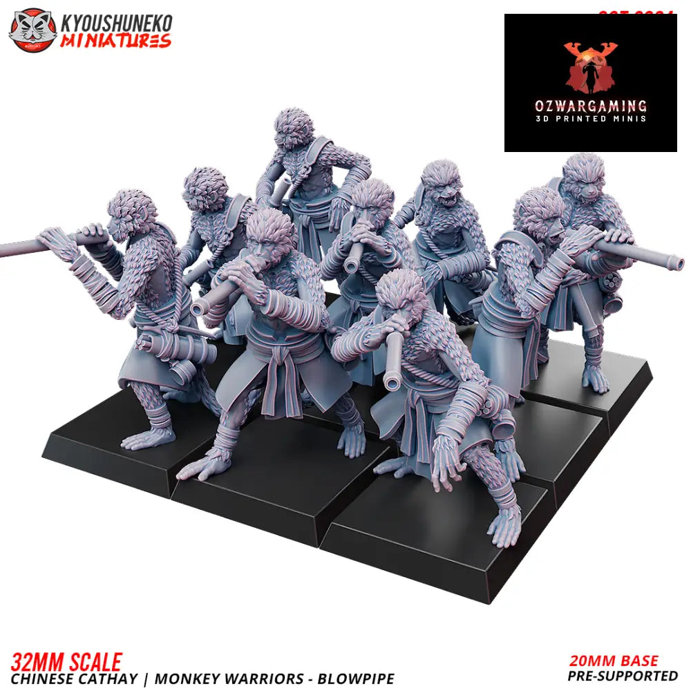 Cathay Monkey Warriors - Blowpipe | Kyoushuneko 28/32mm Fantasy Wargaming Miniatures Role Playing Miniatures