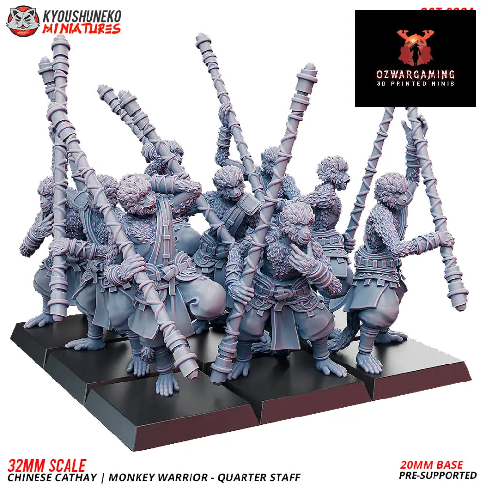 Cathay Monkey Warriors - Staff | Kyoushuneko 28/32mm Fantasy Wargaming Miniatures Role Playing Miniatures