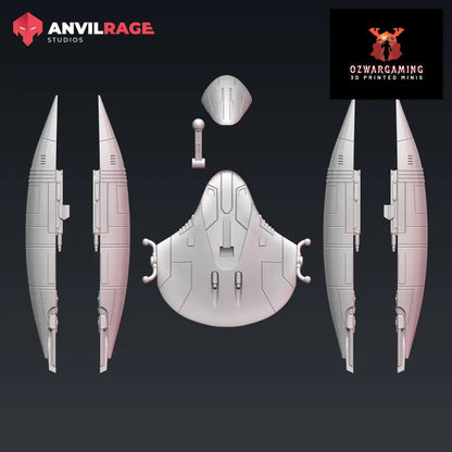 Clanker Starfighter Flying | Anvilrage Galactic SciFi Miniatures 32mm 1/47 Legion Scale Role Playing Miniatures