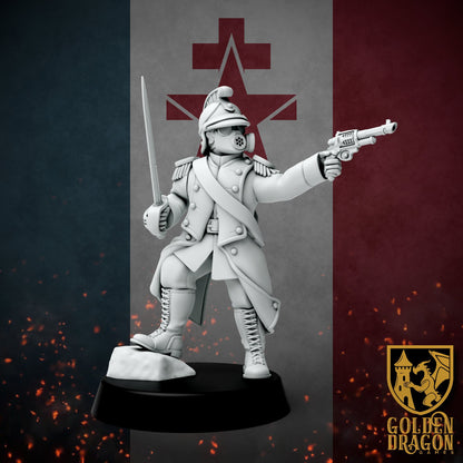 New French Republic Infantry Commissaire | Golden Dragon Games Weird WW2 Role Playing Miniatures