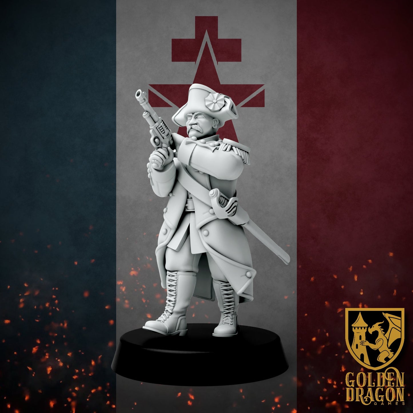 New French Republic Infantry Commissaire | Golden Dragon Games Weird WW2 Role Playing Miniatures