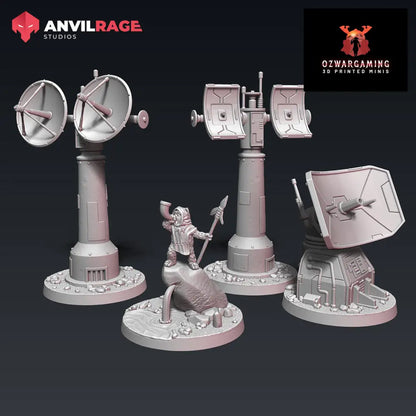 Comms Towers POI Markers | Anvilrage Galactic SciFi Miniatures 32mm 1/47 Legion Scale Role Playing Miniatures