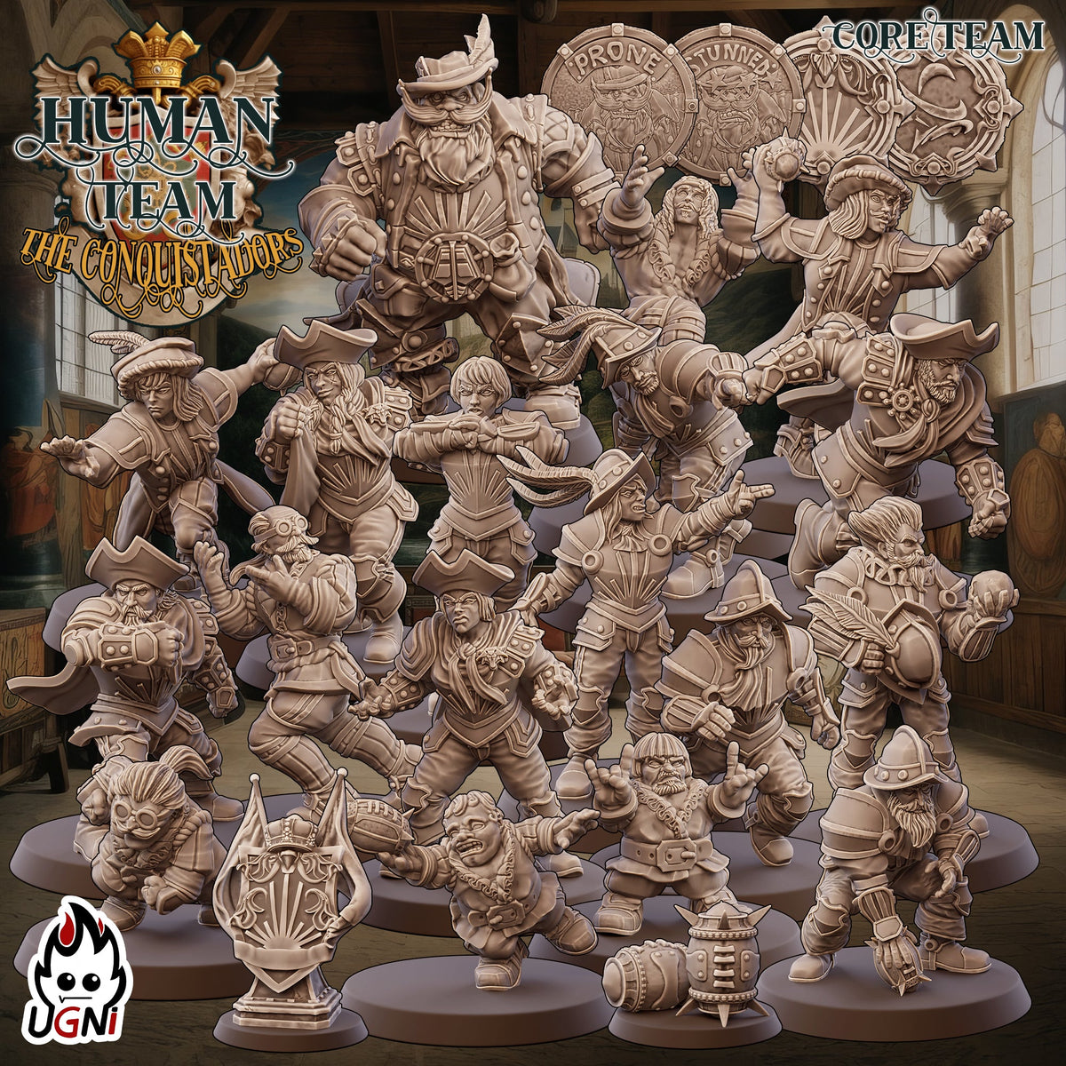 Human Conquistadores Fantasy Football Team | Ugni Miniatures Role Playing Miniatures