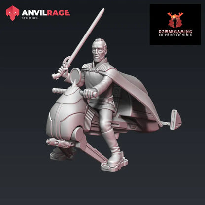 Count Drookula on Speeder | Anvilrage Galactic SciFi Miniatures 32mm 1/47 Legion Scale Role Playing Miniatures