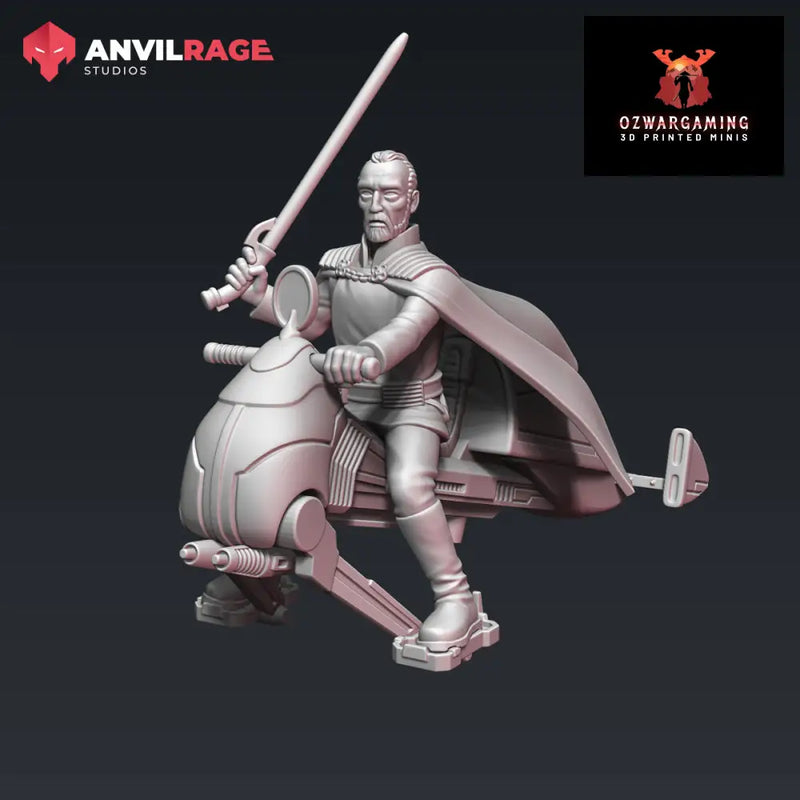 Count Drookula on Speeder | Anvilrage Galactic SciFi Miniatures 32mm 1/47 Legion Scale Role Playing Miniatures