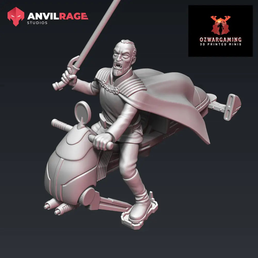Count Drookula on Speeder | Anvilrage Galactic SciFi Miniatures 32mm 1/47 Legion Scale Role Playing Miniatures