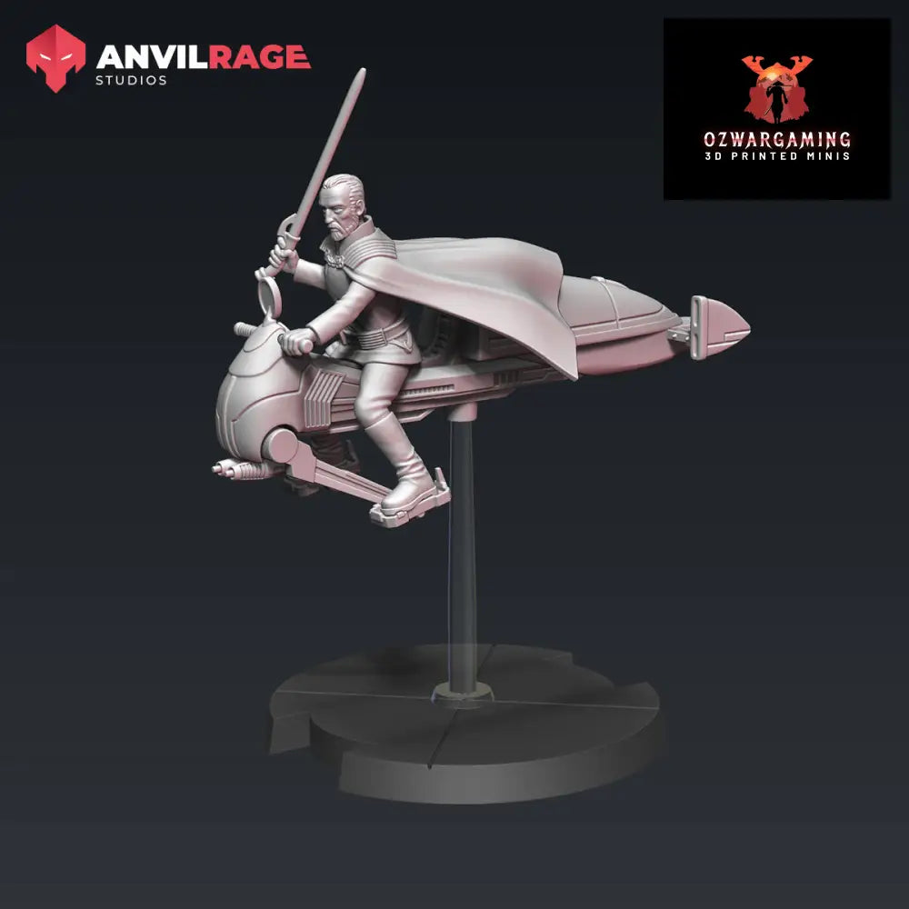 Count Drookula on Speeder | Anvilrage Galactic SciFi Miniatures 32mm 1/47 Legion Scale Role Playing Miniatures