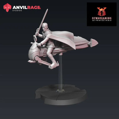 Count Drookula on Speeder | Anvilrage Galactic SciFi Miniatures 32mm 1/47 Legion Scale Role Playing Miniatures