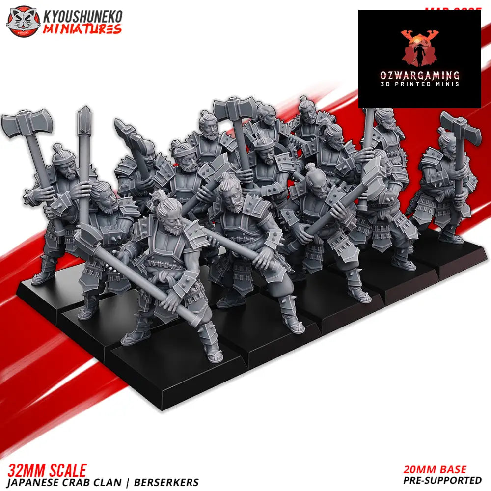 Crab Clan Berserkers | Kyoushuneko 28/32mm Fantasy Wargaming Miniatures Role Playing Miniatures