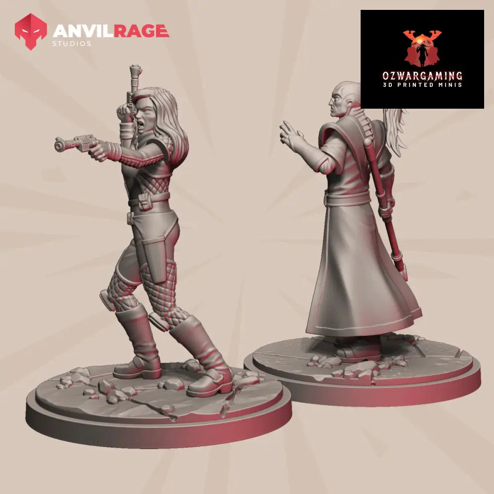 Crime Prince and Bodyguard | Anvilrage Galactic SciFi Miniatures Shatter Scale Role Playing Miniatures