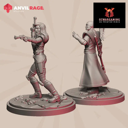 Crime Prince and Bodyguard | Anvilrage Galactic SciFi Miniatures Shatter Scale Role Playing Miniatures