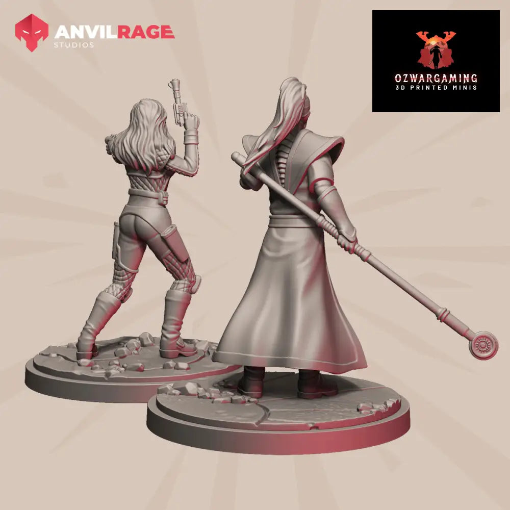 Crime Prince and Bodyguard | Anvilrage Galactic SciFi Miniatures Shatter Scale Role Playing Miniatures