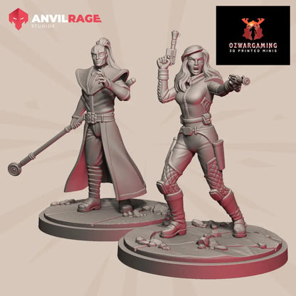 Crime Prince and Bodyguard | Anvilrage Galactic SciFi Miniatures Shatter Scale Role Playing Miniatures
