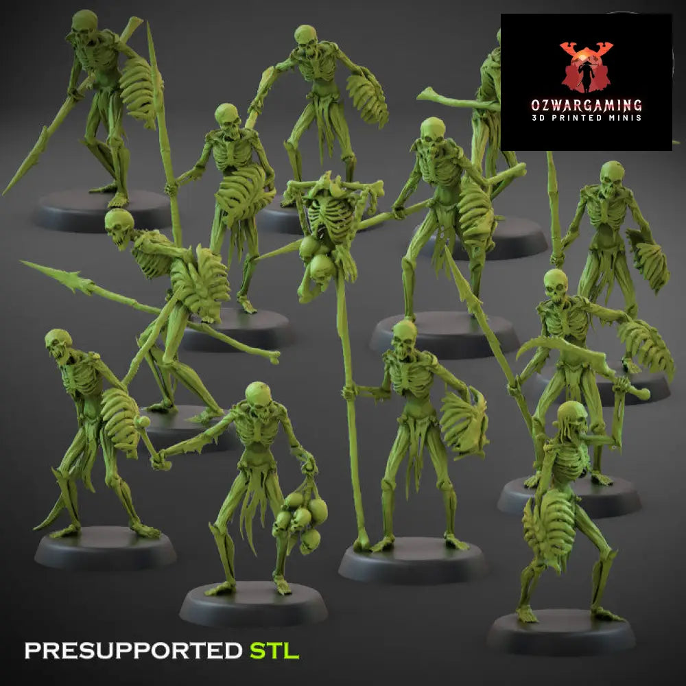Crypt Nightmares Flesh Skeletons Spears | Claybeast Creations 28mm Fantasy Wargaming Miniatures Role Playing Miniatures