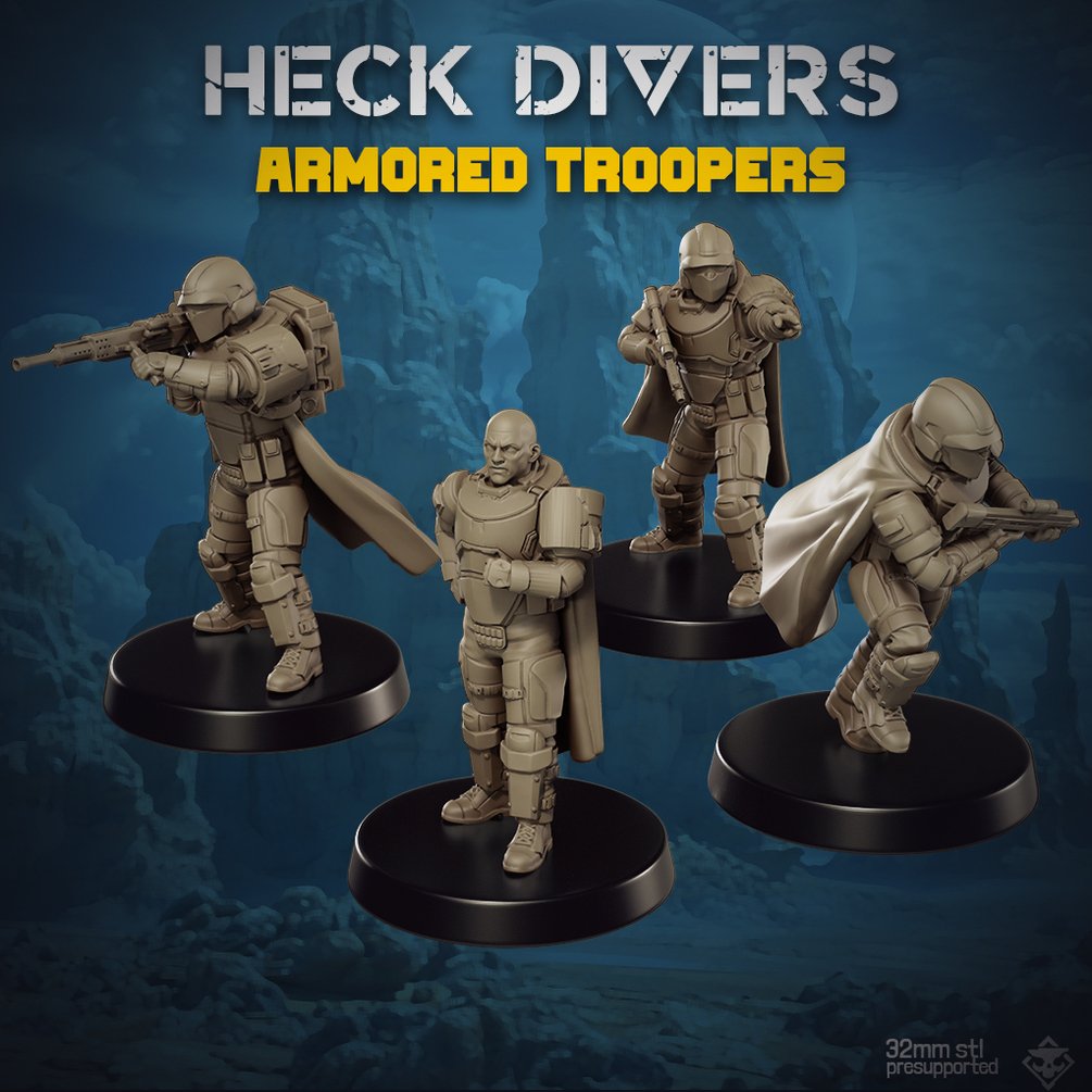 Heckdivers: Heavy Troopers | Skullforge Studios 32mm Wargaming Miniatures Role Playing Miniatures