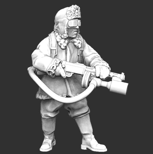 Finnish Soldier with Flamethrower/SMG Prototype | Propylene Foliescu 28mm WW2 Wargaming Miniatures Role Playing