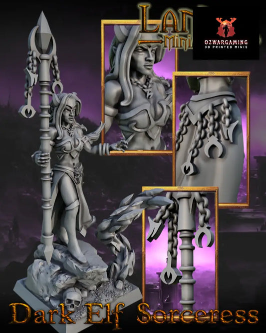 Dark Elf Sorceress | Landor Miniatures 28/32mm Fantasy Wargaming Miniatures
