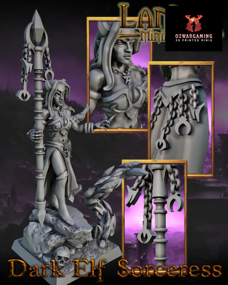 Dark Elf Sorceress | Landor Miniatures 28/32mm Fantasy Wargaming Miniatures