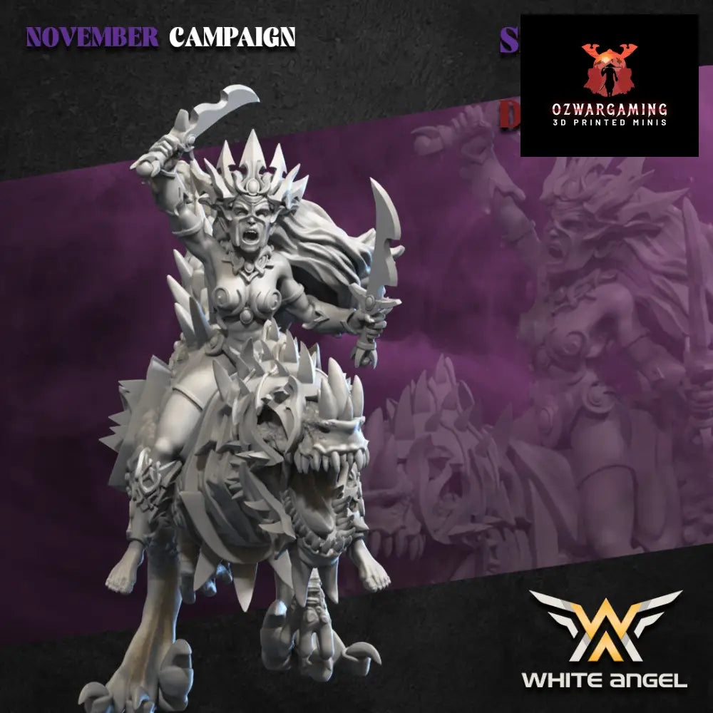 Dark Elf Dark Sorceress on Raptor | White Angel 28/32mm Fantasy Wargaming Miniatures