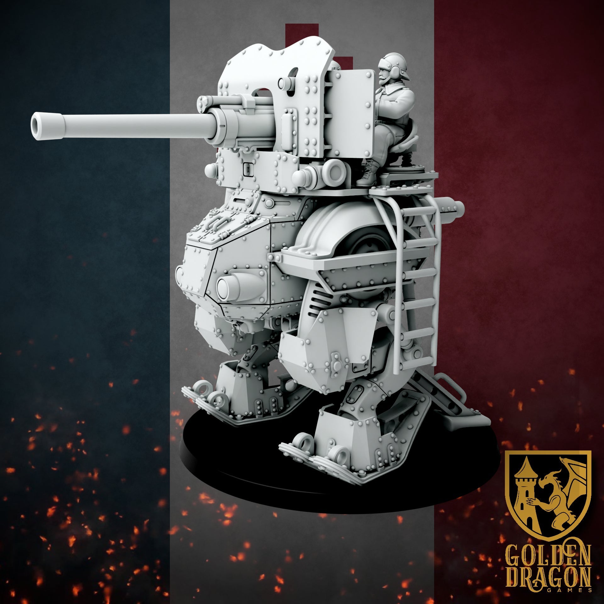 New French Republic CAIM 38 ’Danton’ Support Battle Walker | Golden Dragon Games Weird WW2 Role Playing Miniatures