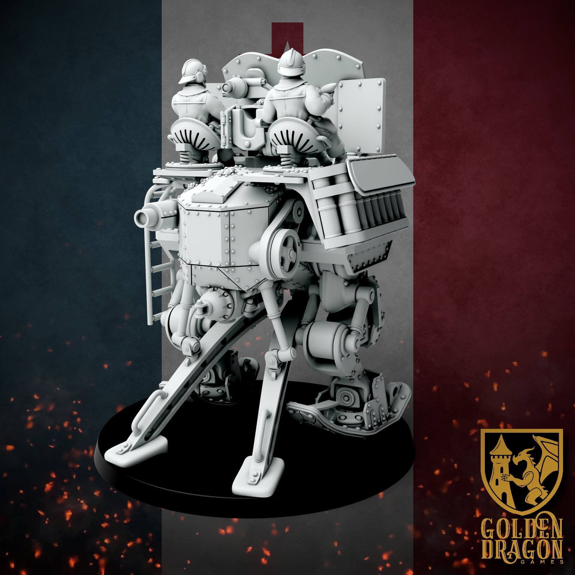 New French Republic CAIM 38 ’Danton’ Support Battle Walker | Golden Dragon Games Weird WW2 Role Playing Miniatures