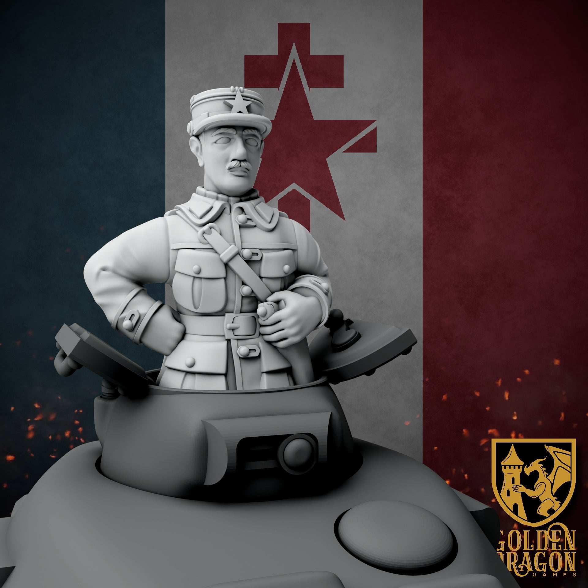 New French Republic Colonel Charles De Gaulle | Golden Dragon Games Weird WW2 Role Playing Miniatures