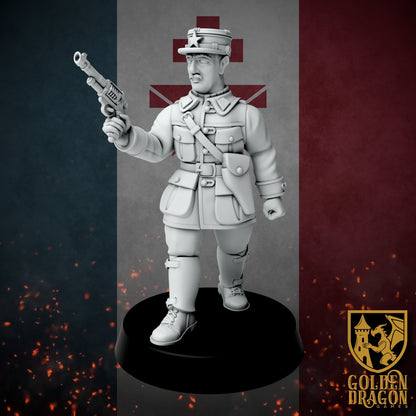 New French Republic Colonel Charles De Gaulle | Golden Dragon Games Weird WW2 Role Playing Miniatures