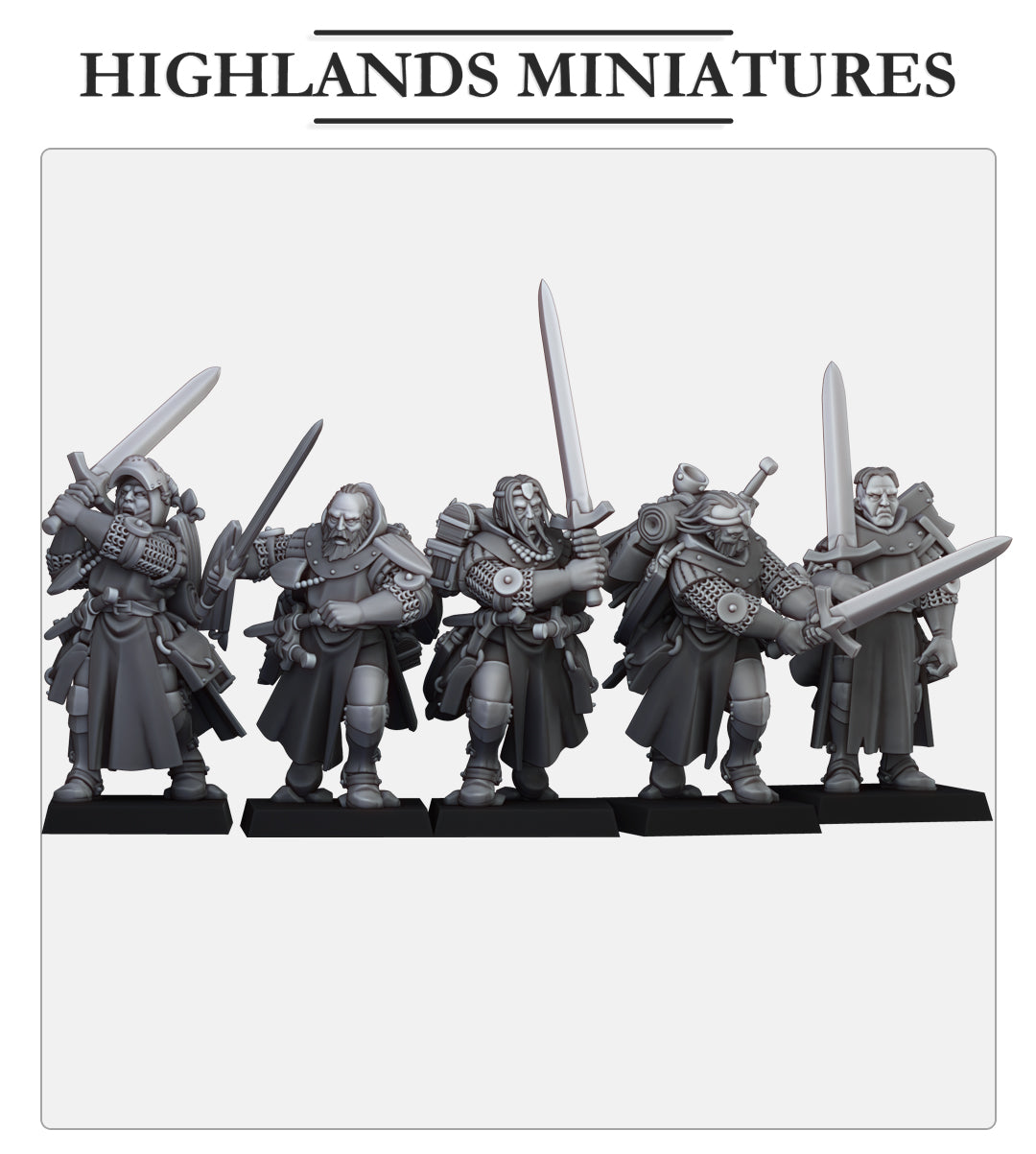 Kingdom Of Gallia Dismounted Questing Knights | Highlands Miniatures 28/32mm Fantasy Wargaming Miniatures Role Playing