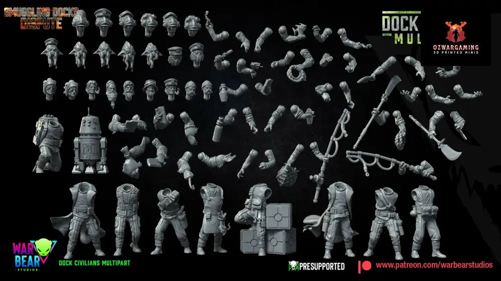 Dock Civilians Build Kit | Warbear Studios 28mm SciFi Wargaming Miniatures Role Playing Miniatures