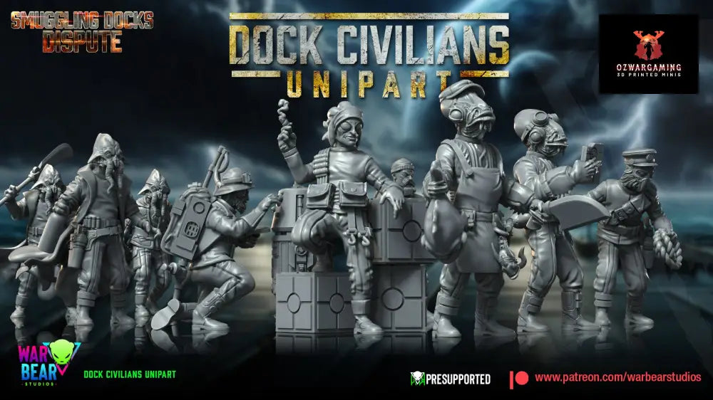 Dock Civilians Monopose | Warbear Studios 28mm SciFi Wargaming Miniatures Role Playing Miniatures