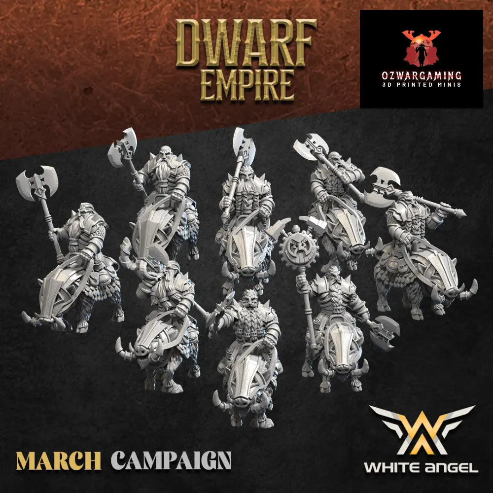 Dwarf Empire Boar Riders | White Angel 28/32mm Fantasy Wargaming Miniatures Role Playing Miniatures