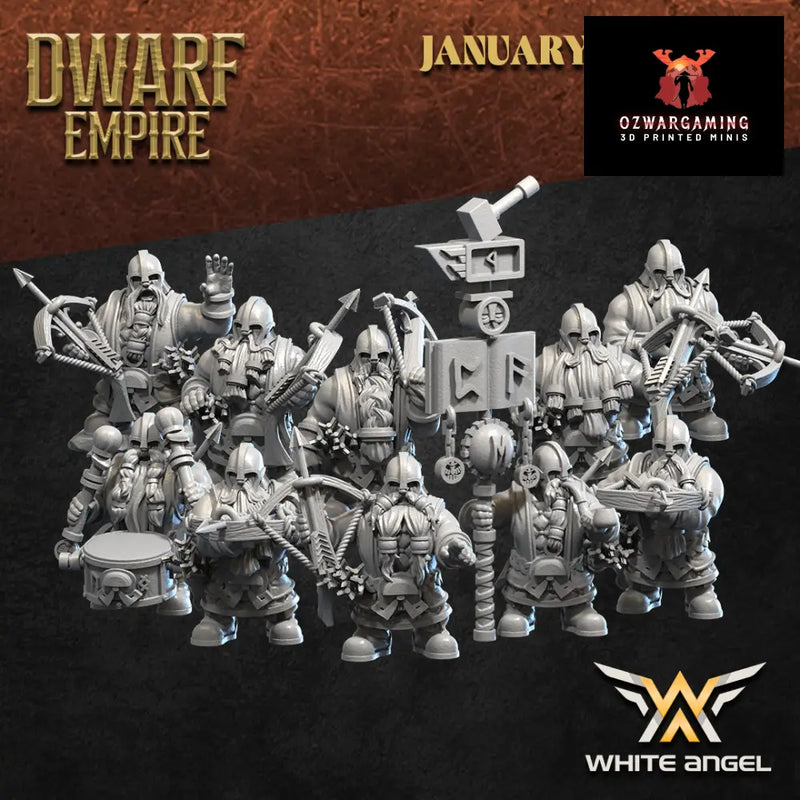 Dwarf Empire Crossbows Unit | White Angel 28/32mm Fantasy Wargaming Miniatures