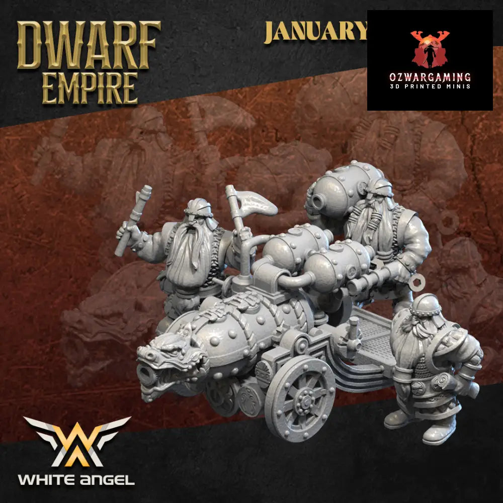Dwarf Empire Flame Cannon | White Angel 28/32mm Fantasy Wargaming Miniatures