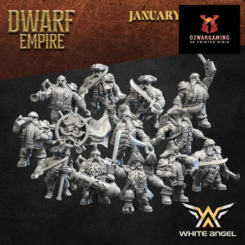 Dwarf Empire Pirate Unit | White Angel 28/32mm Fantasy Wargaming Miniatures