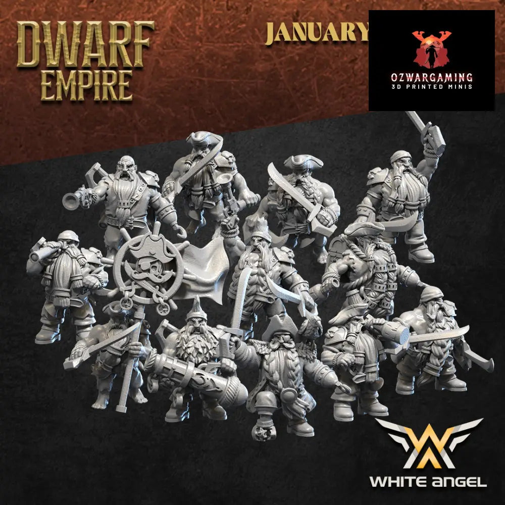 Dwarf Empire Pirate Unit | White Angel 28/32mm Fantasy Wargaming Miniatures