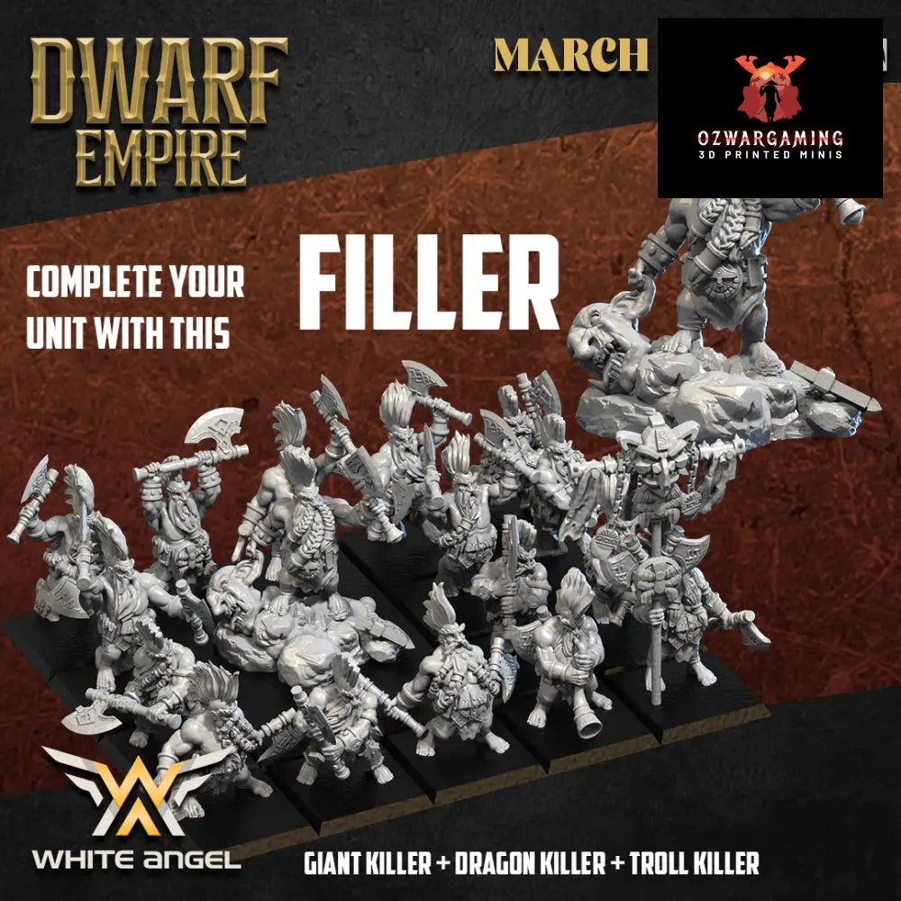 Dwarf Empire Troll Killer | White Angel 28/32mm Fantasy Wargaming Miniatures