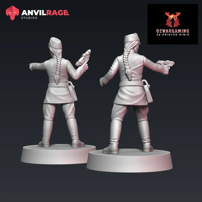 Empire Female Officers | Anvilrage Galactic SciFi Miniatures 32mm 1/47 Legion Scale Role Playing Miniatures