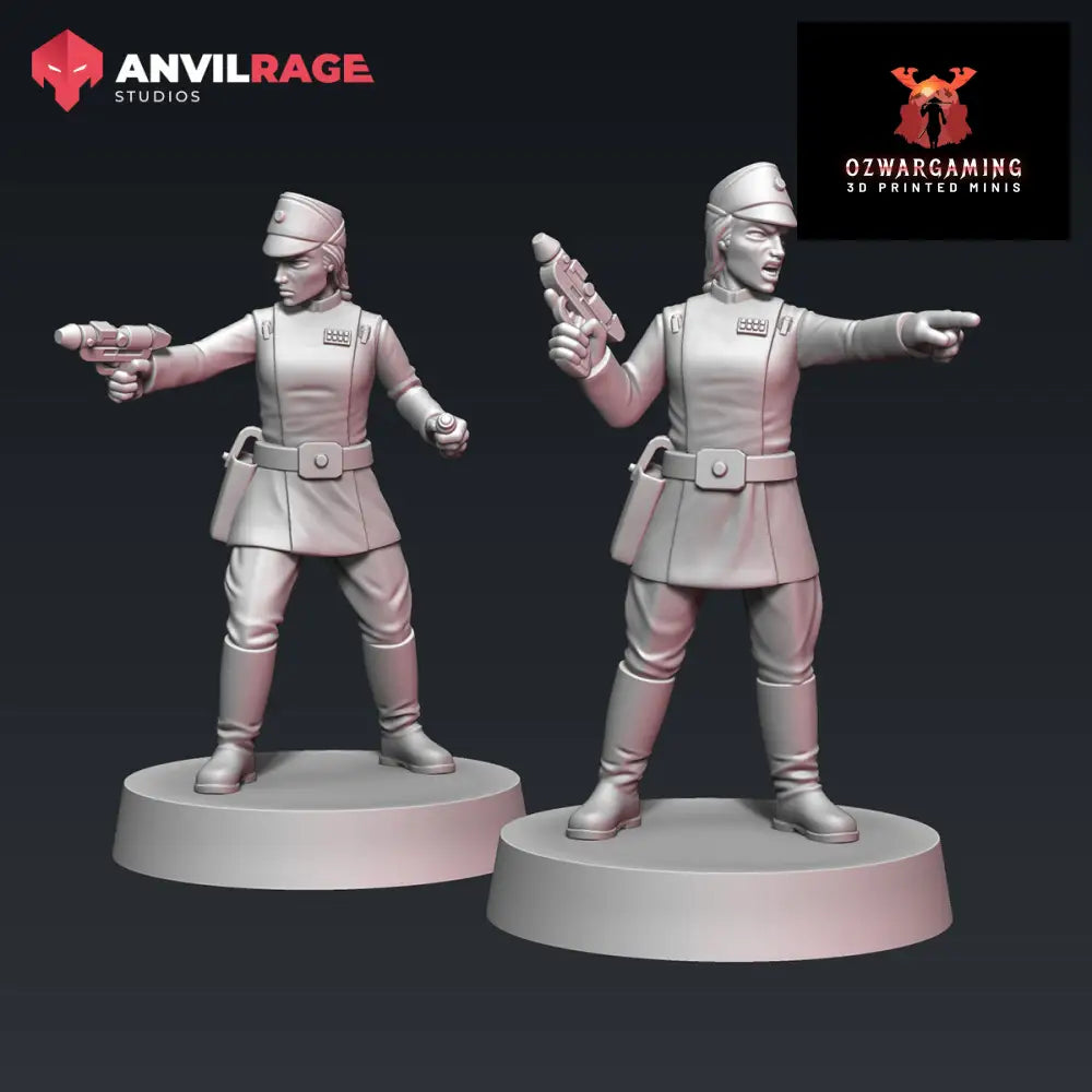 Empire Female Officers | Anvilrage Galactic SciFi Miniatures 32mm 1/47 Legion Scale Role Playing Miniatures
