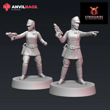 Empire Female Officers | Anvilrage Galactic SciFi Miniatures 32mm 1/47 Legion Scale Role Playing Miniatures