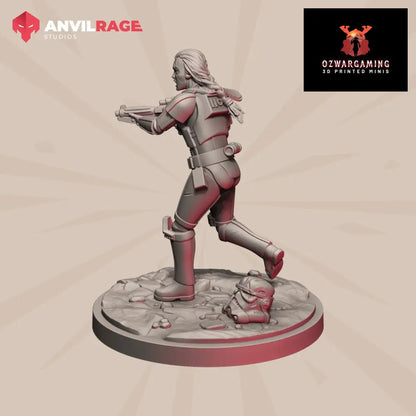 Empire Female Stormsoldier Captain | Anvilrage Galactic SciFi Miniatures Shatter Scale Role Playing Miniatures