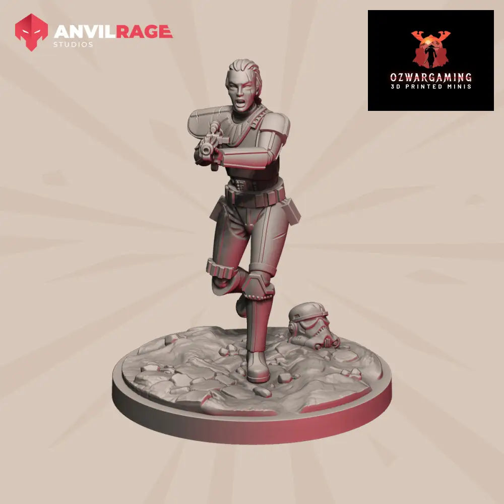 Empire Female Stormsoldier Captain | Anvilrage Galactic SciFi Miniatures Shatter Scale Role Playing Miniatures
