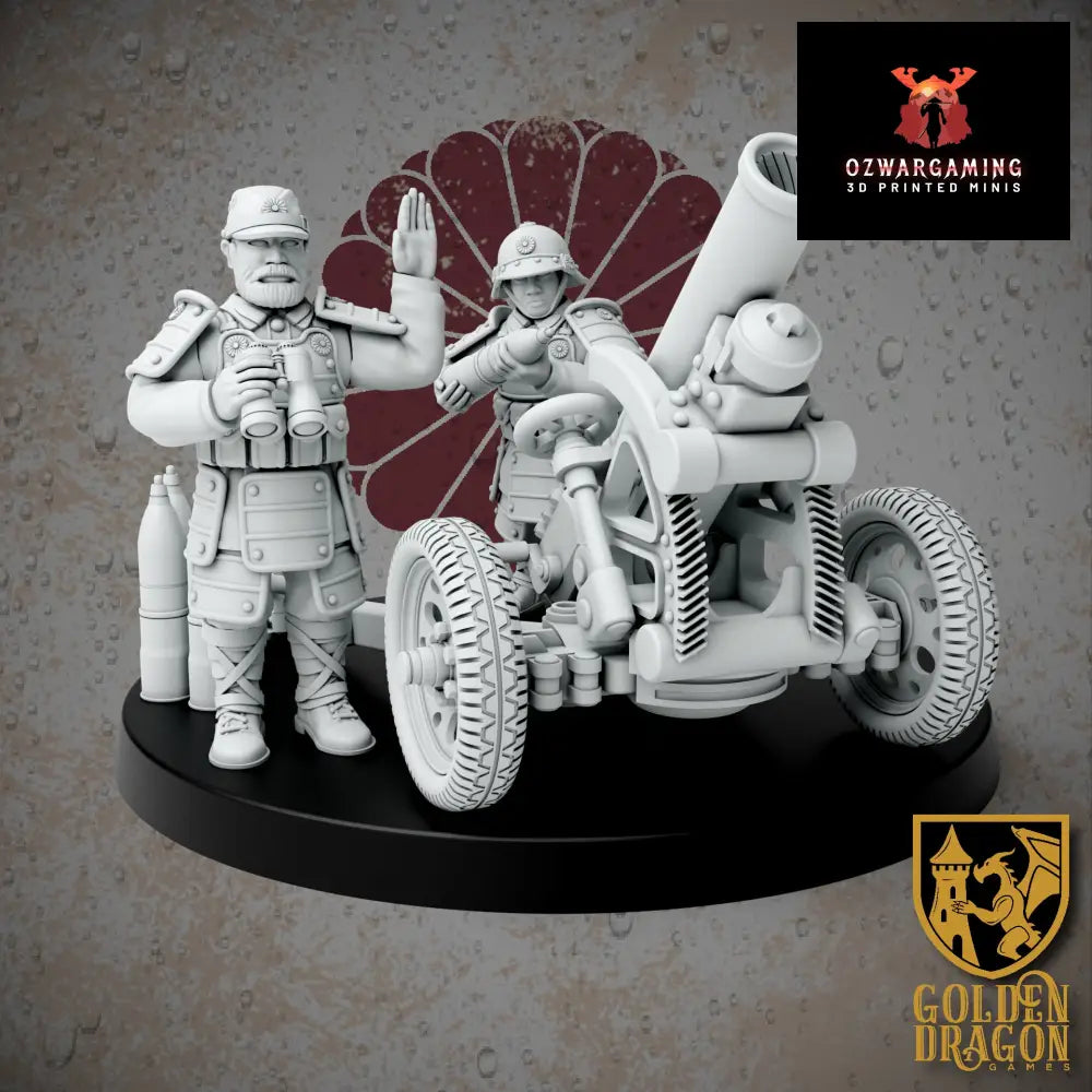 Empire of Japan Carriage Support Weapons | Golden Dragon Games Weird WW2 Battalion Howitzer Role Playing Miniatures