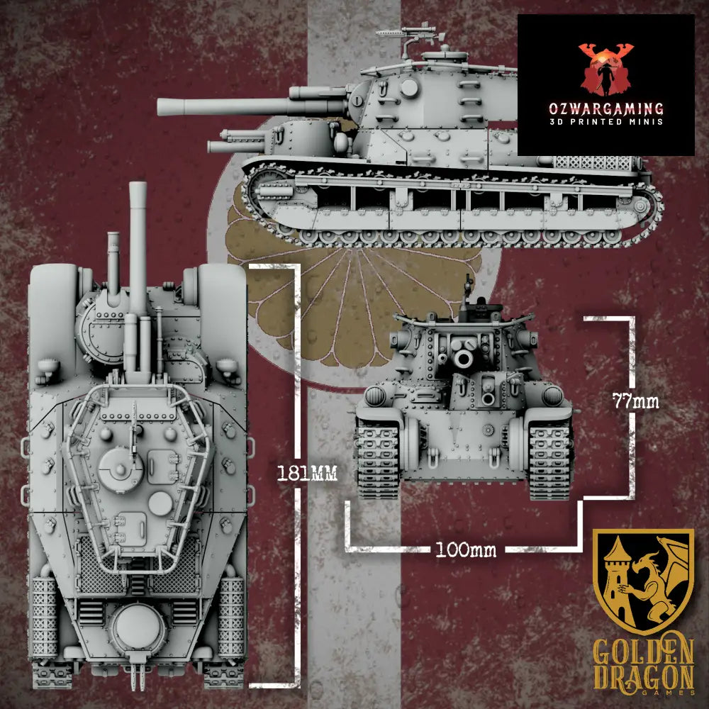 Empire of Japan Type 90 O-Ni heavy Tank | Golden Dragon Games Weird WW2 Role Playing Miniatures