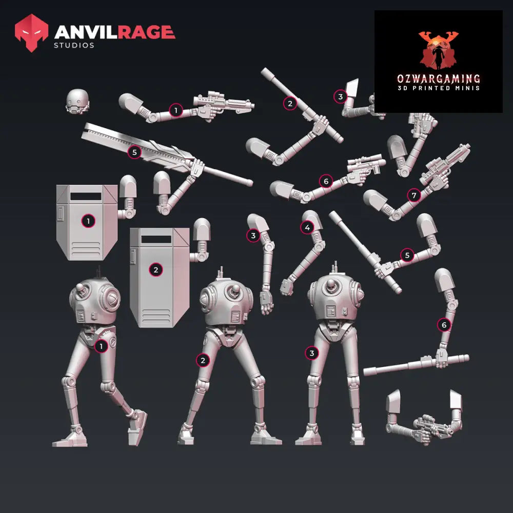 Empire Security Droids | Anvilrage Galactic SciFi Miniatures 32mm 1/47 Legion Scale Role Playing Miniatures