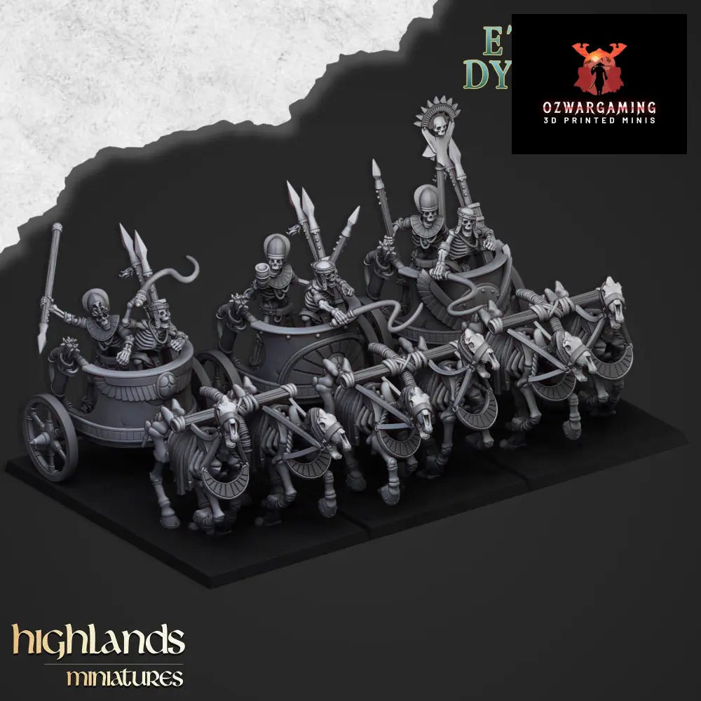 Eternal Dynasties Skeleton Chariots | Highlands Miniatures 28/32mm Fantasy Wargaming Miniatures Role Playing Miniatures