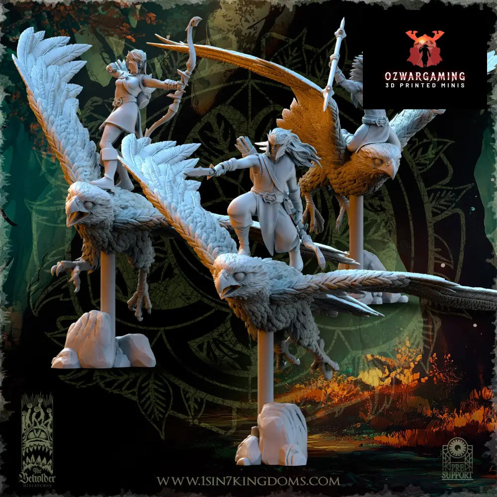 Evergreen Elves Hawk Hunters | The Beholder Miniatures 28/32mm Fantasy Wargaming Miniatures