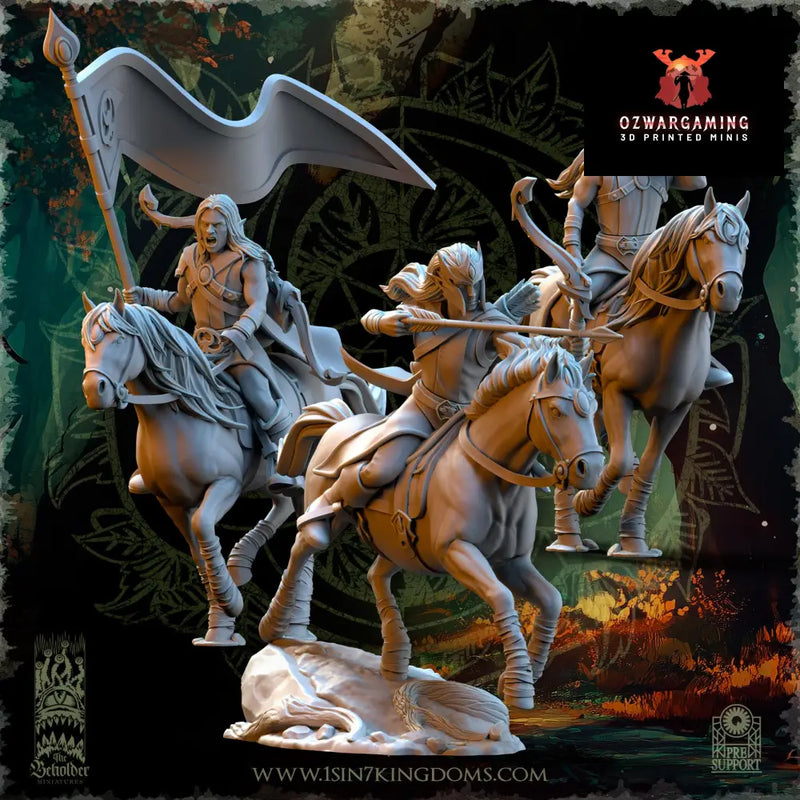 Evergreen Elves Meadow Riders | The Beholder Miniatures 28/32mm Fantasy Wargaming Miniatures