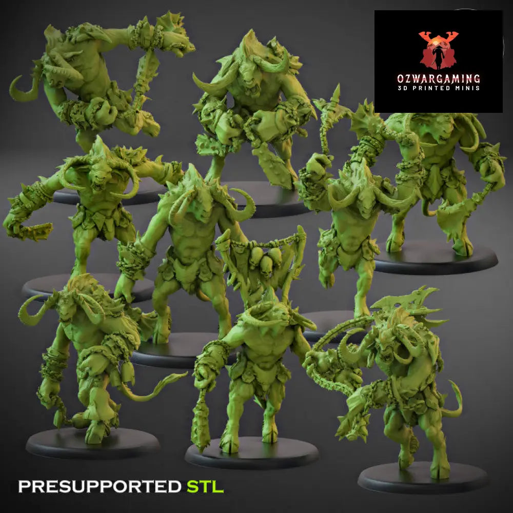 Fallen Beasts Horned Brutes Dual Weapons | Claybeast Creations 28mm Fantasy Wargaming Miniatures Role Playing Miniatures